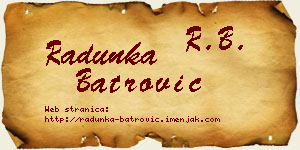 Radunka Batrović vizit kartica